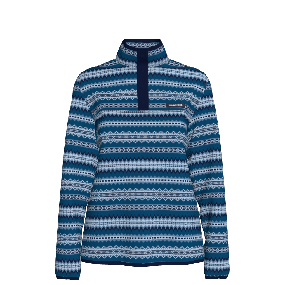 517212 W Fleece Classic Snap Neck Pullover_Baltic Teal Fairisle_Front.png