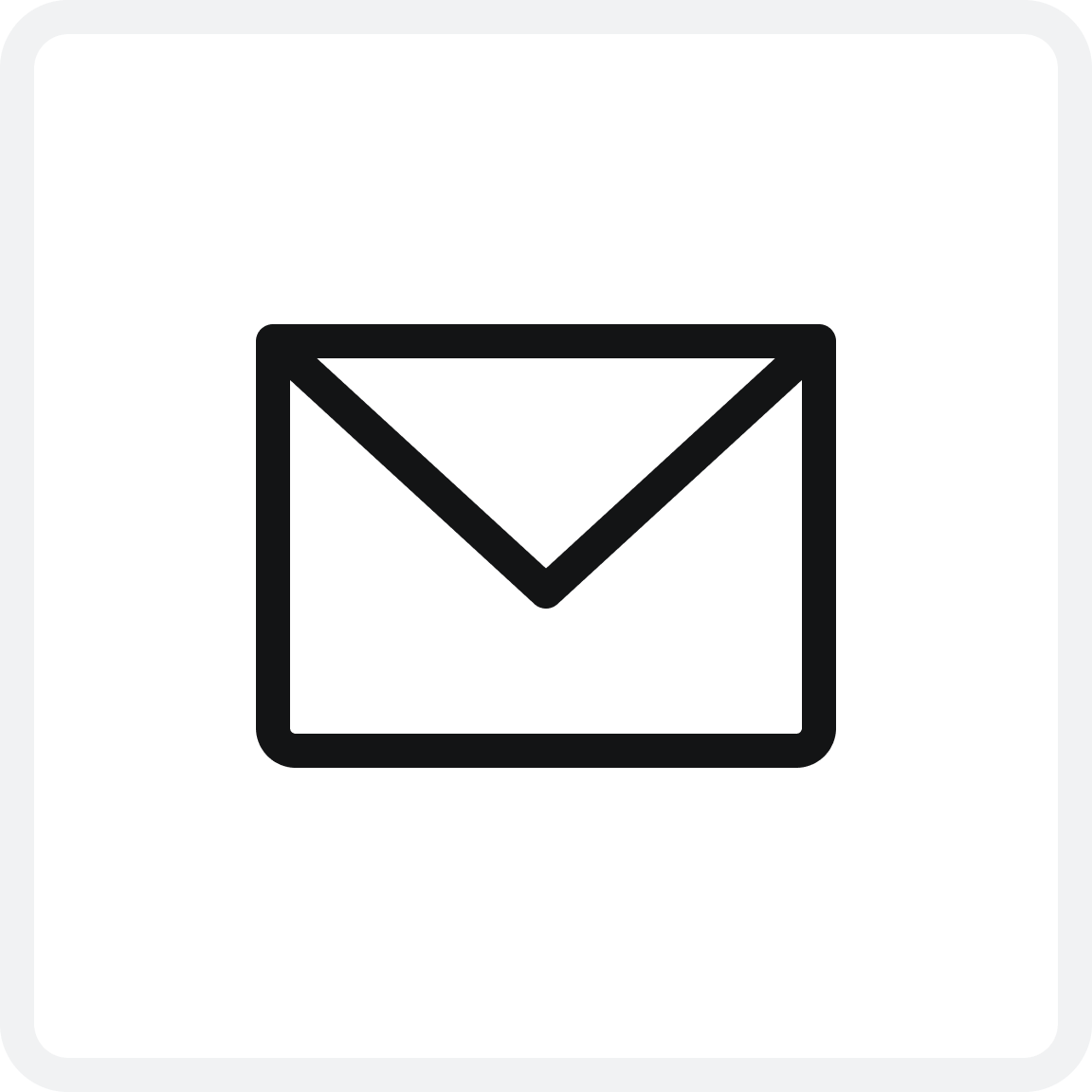 Black background with a centered email icon, which is an envelope with a downward pointing flap.
