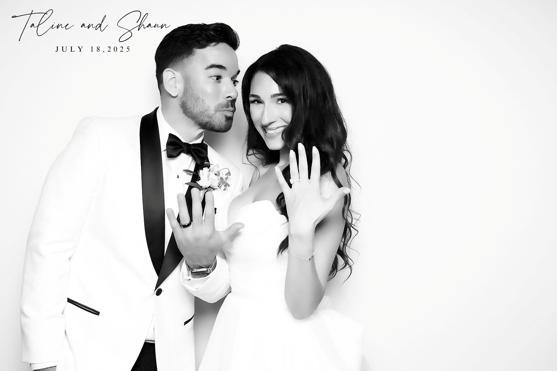 Black & white glam photo booth from a luxury Woodland Hills, CA wedding
