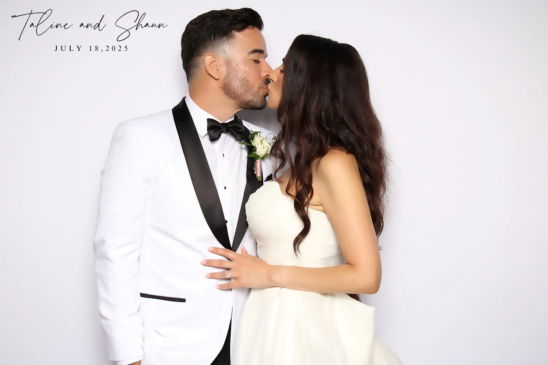 Guests using colorful Halo Photo Booth