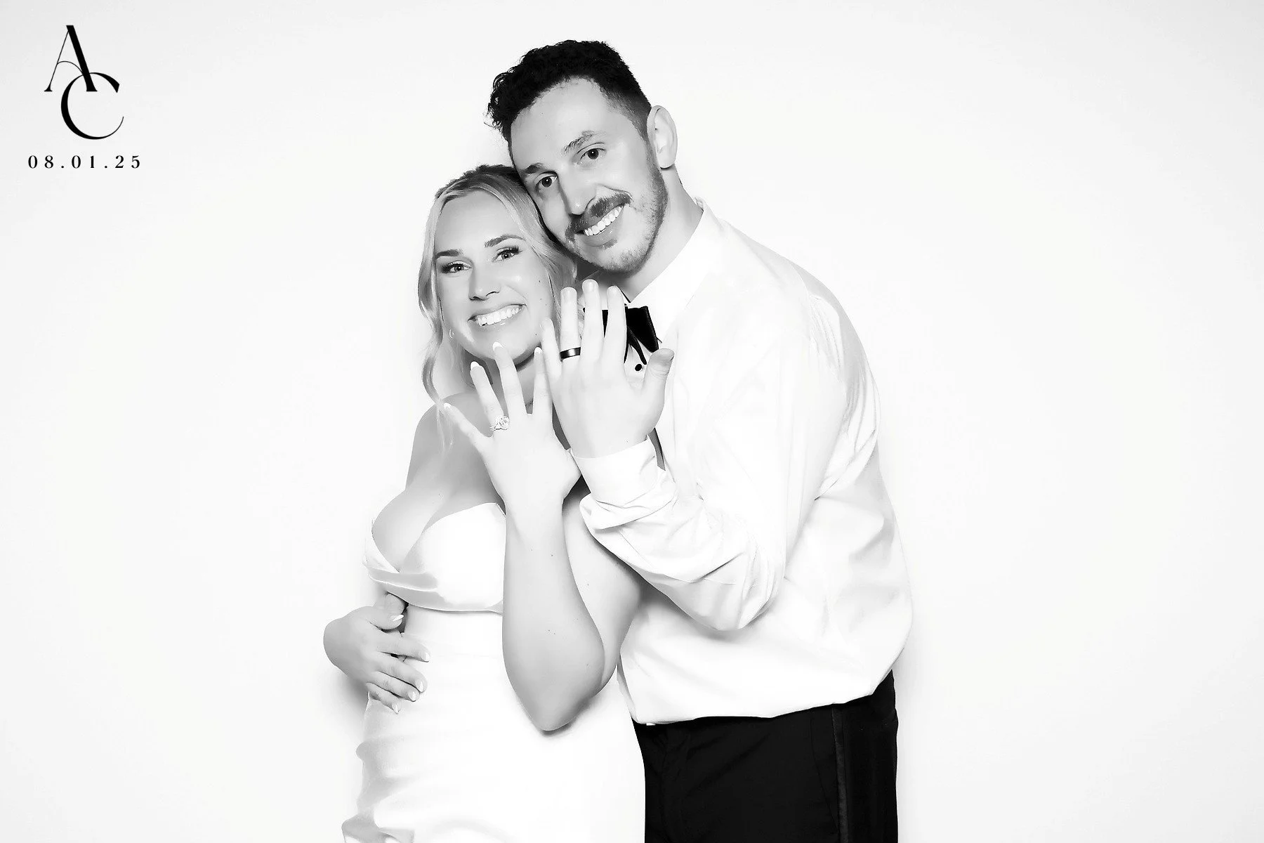 Black & white glam photo booth from a luxury Woodland Hills, CA wedding
