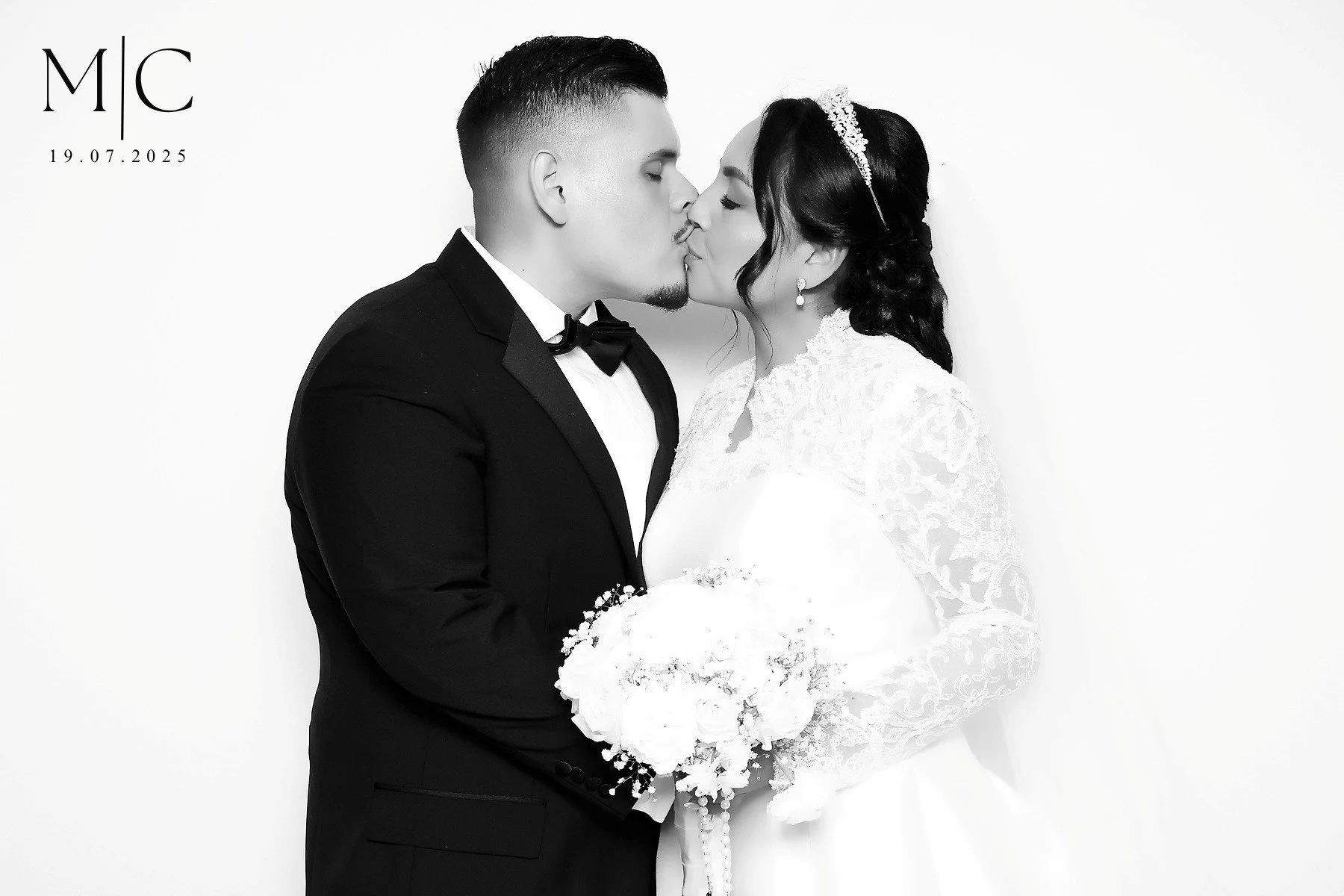 Black & white glam photo booth from a luxury Woodland Hills, CA wedding