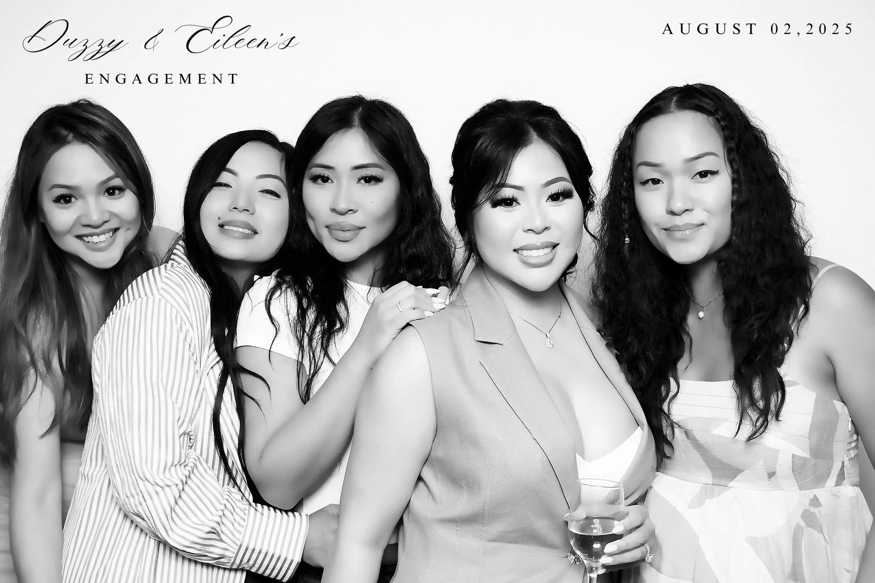 Black & white glam photo booth from a luxury Woodland Hills, CA wedding