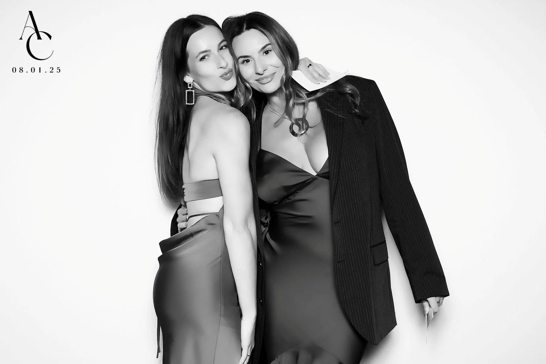 Black & white glam photo booth from a luxury Woodland Hills, CA wedding