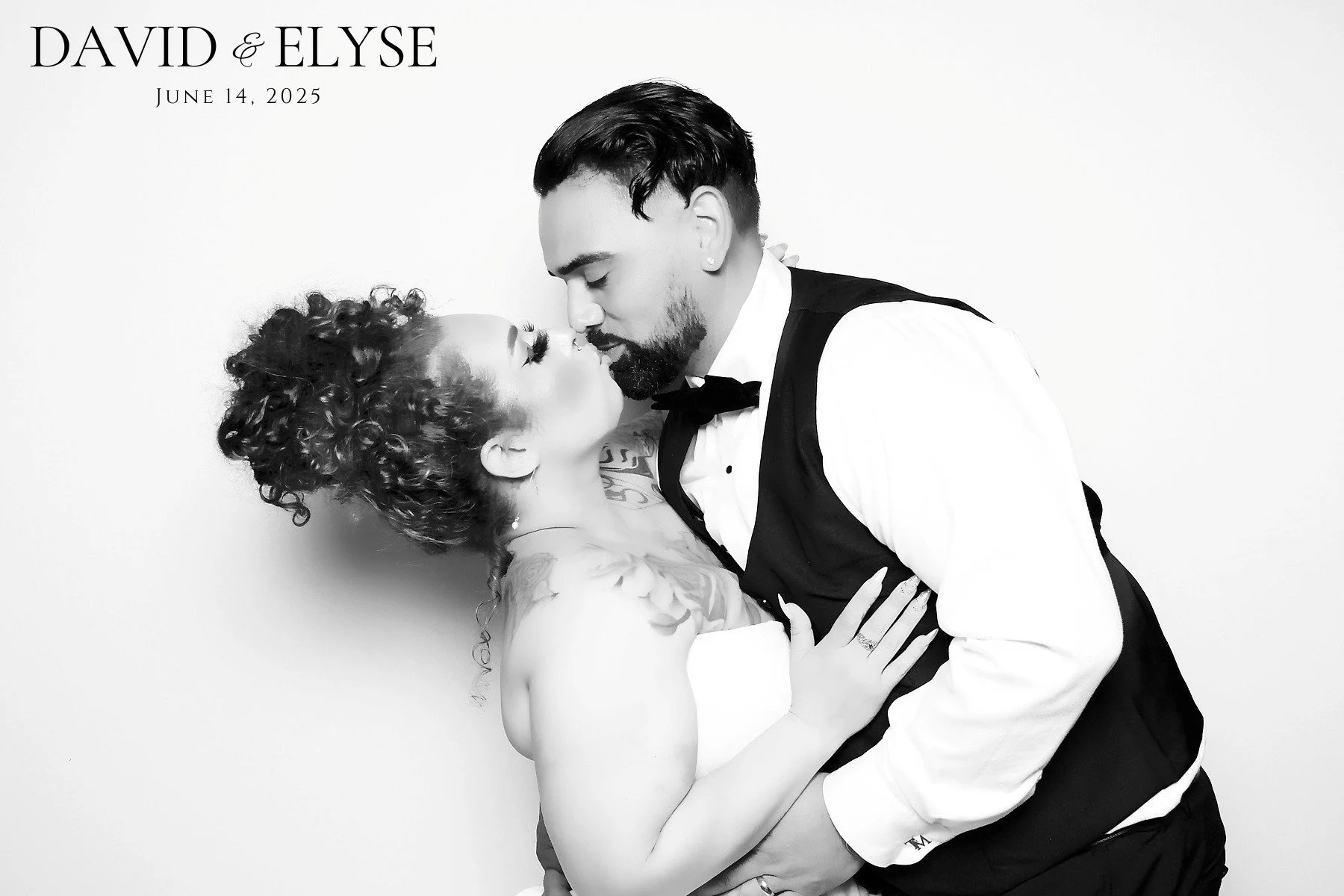 Black & white glam booth photo from a luxury wedding.