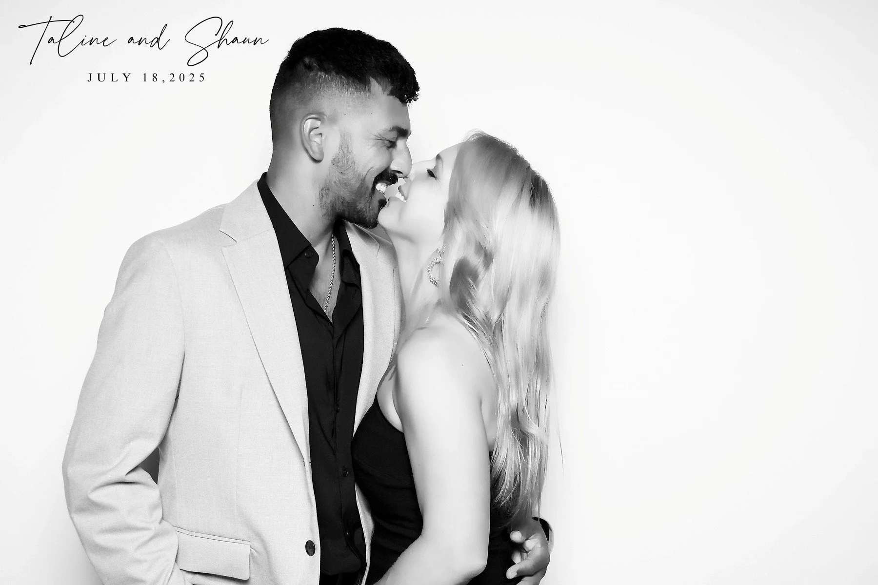 Black & white glam photo booth from a luxury Woodland Hills, CA wedding