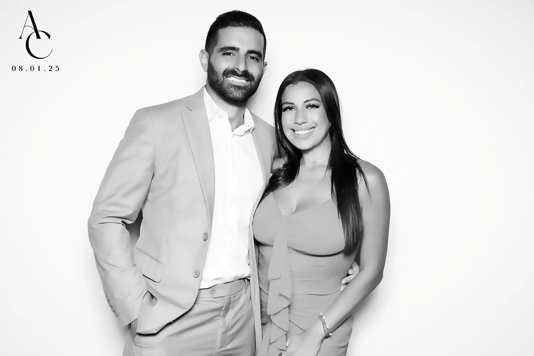 Black & white glam photo booth from a luxury Woodland Hills, CA wedding