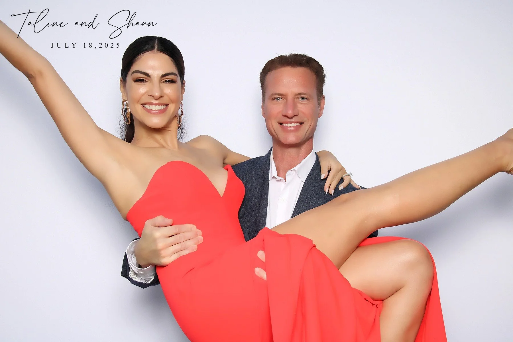 Guests using colorful Halo Photo Booth
