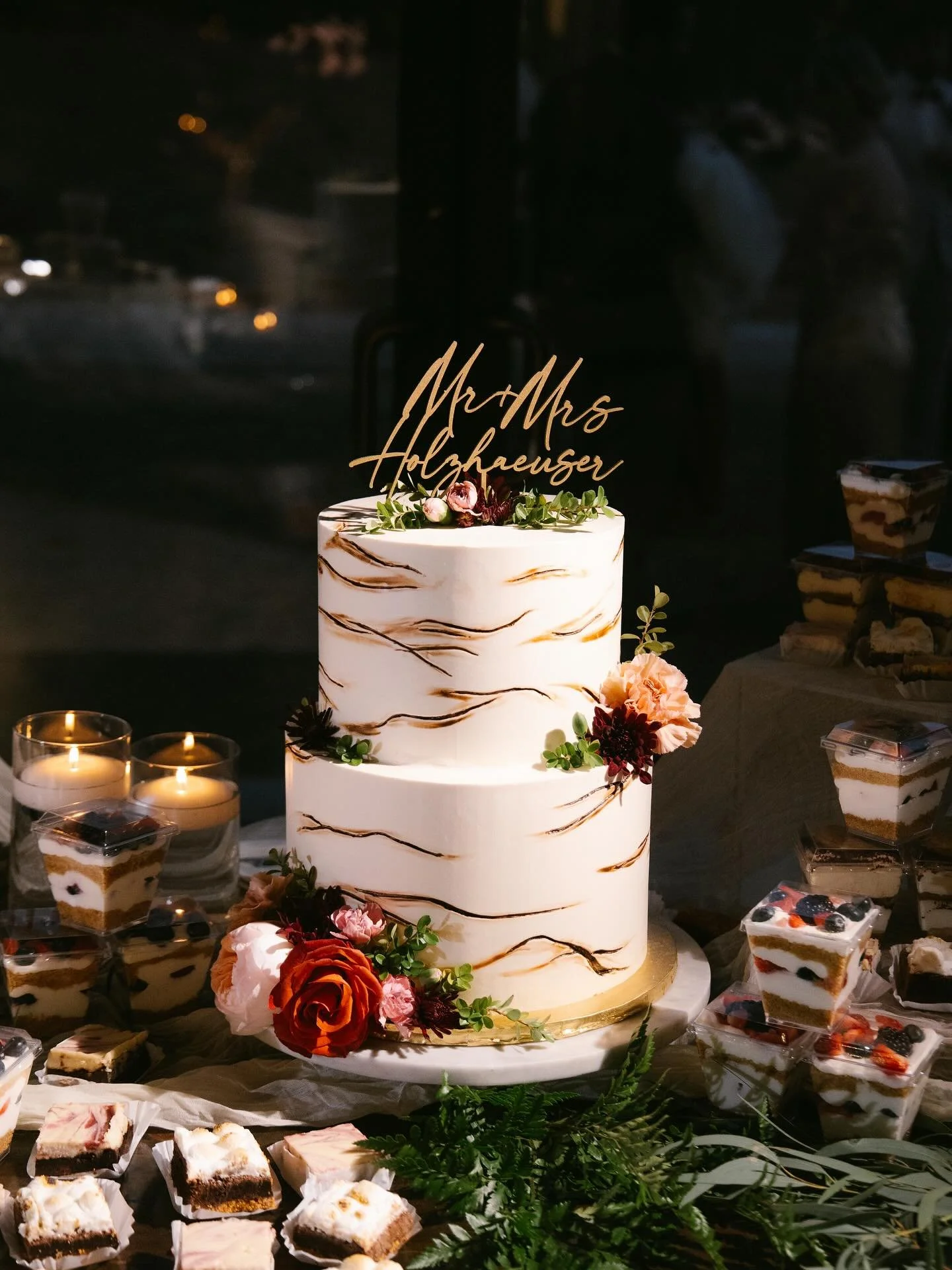 Thank you @maypop.memories for beautifully capturing one of our largest dessert spreads to date! 

Cake flavors: 8&rdquo; vanilla cake / salted caramel filling / mocha buttercream &amp; 10&rdquo; chocolate cake / ganache filling / salted caramel butt