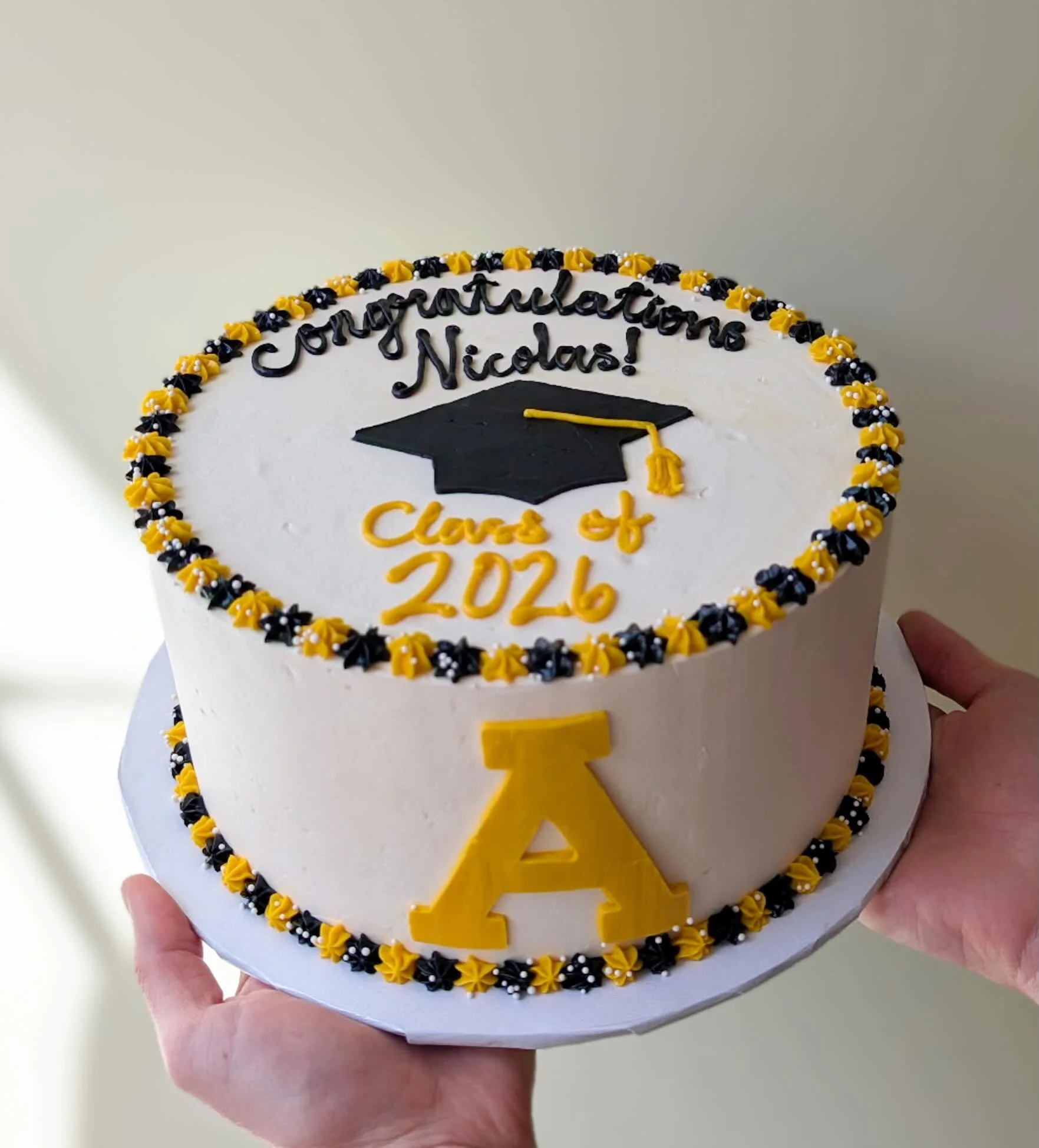 Some grad cakes from last week 💛🖤🤍 Congrats ASU 2026 grads!! And happy quiet Boone season 🌿🦋🌞