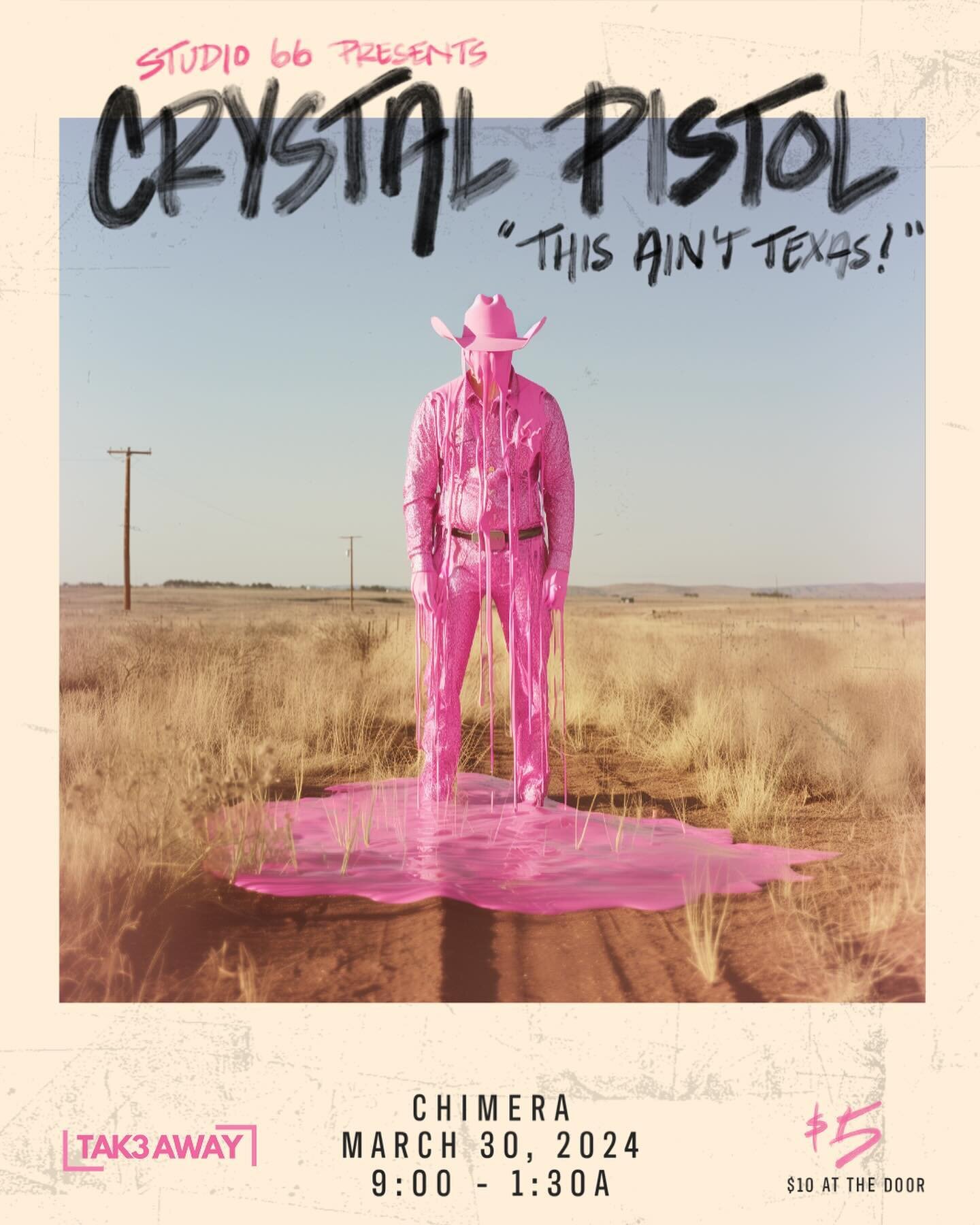 Dust off your cowboy hat, Tulsa. Crystal Pistol returns to Chimera Ballroom for a summer series that&rsquo;s sure to have your boots scootin, and booties bouncin! Studio 66 and Tak3 Away are back in the saddle with a dance party that gives back! A po