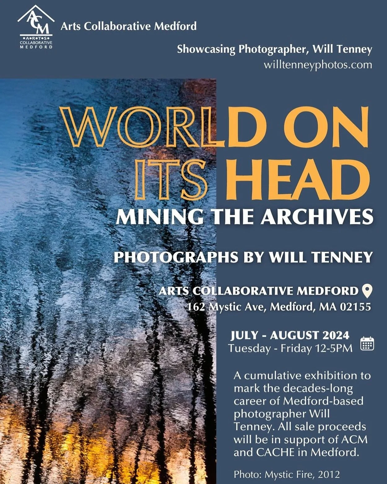 Join us this Friday 6:00-8:00PM for the opening of a cumulative exhibition to mark the decades-long career of Medford-based photographer Will Tenney. 📸 🎉

All sale proceeds will be in support of ACM and CACHE in Medford. Exhibition is on display th
