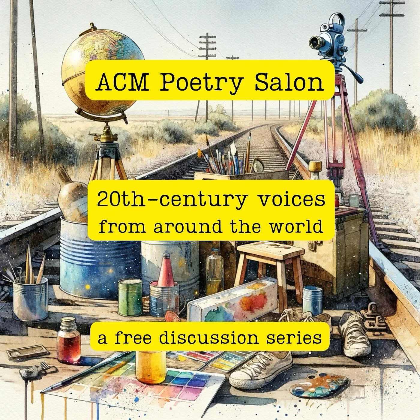 Explore great poetry of the 20th century in the ACM World Poetry Salon. 

This monthly in-person discussion group is free and open to the public. No advanced preparation needed. The poems are distributed at the salon.

Our winter schedule will includ
