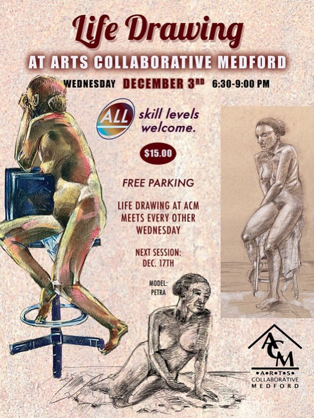 The first of two sessions this month&mdash;This is a non-instructor lead live drawing session. All sessions are in person, and will be with a nude or lightly clothed model. There will be a studio monitor present to assist the model and participants. 