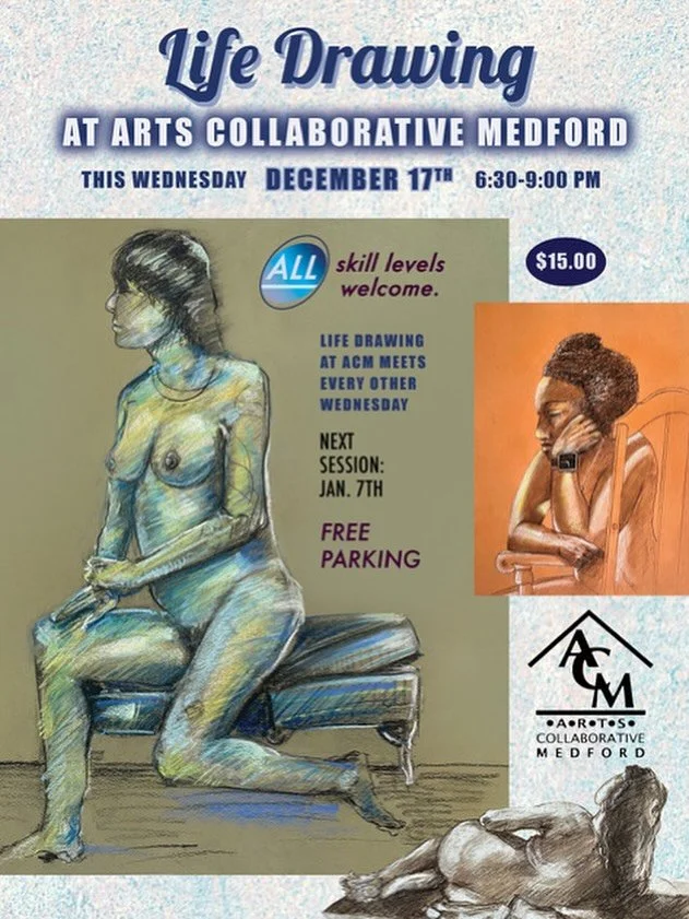 This Wednesday, 12/17: Last session of 2025! See you again in January.

$15; pre-register or drop-in

This is a non-instructor lead live drawing session. All sessions are in person, and will be with a nude or lightly clothed model. There will be a st