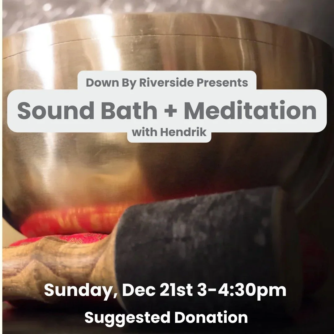 Deep breaths for the end of the year! Come to ACM this afternoon from 3-4:30 and enjoy a Sound Bath with Hendrik. We are so grateful for everything that @downbyriverside brings into our space and we hope you will come experience it. Open to the publi