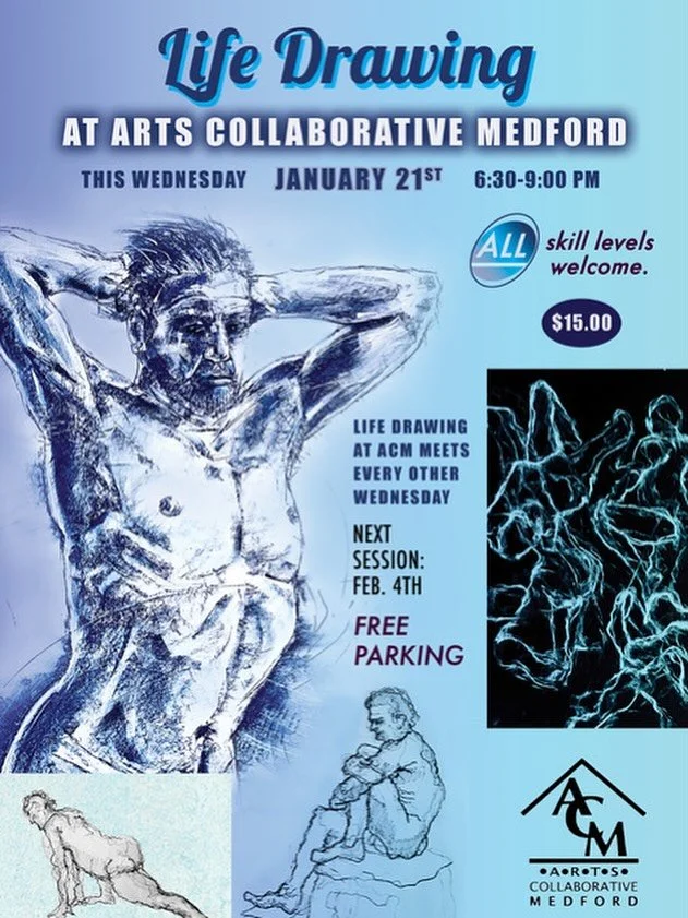 This Wednesday, January 21, 6:30&ndash;9:00 pm.

And every other Wednesday

$15; pre-register or drop-in

This is a non-instructor lead live drawing session. All sessions are in person, and will be with a nude or lightly clothed model. There will be 