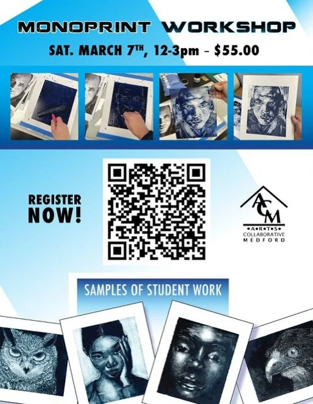 A unique art-making experience! A monoprint is a produced by using various tools, (Q-tips, cotton balls, rags) to remove ink that has been applied on a plexiglass plate to create an image. This is referred to as a reductive process. A sheet of card s