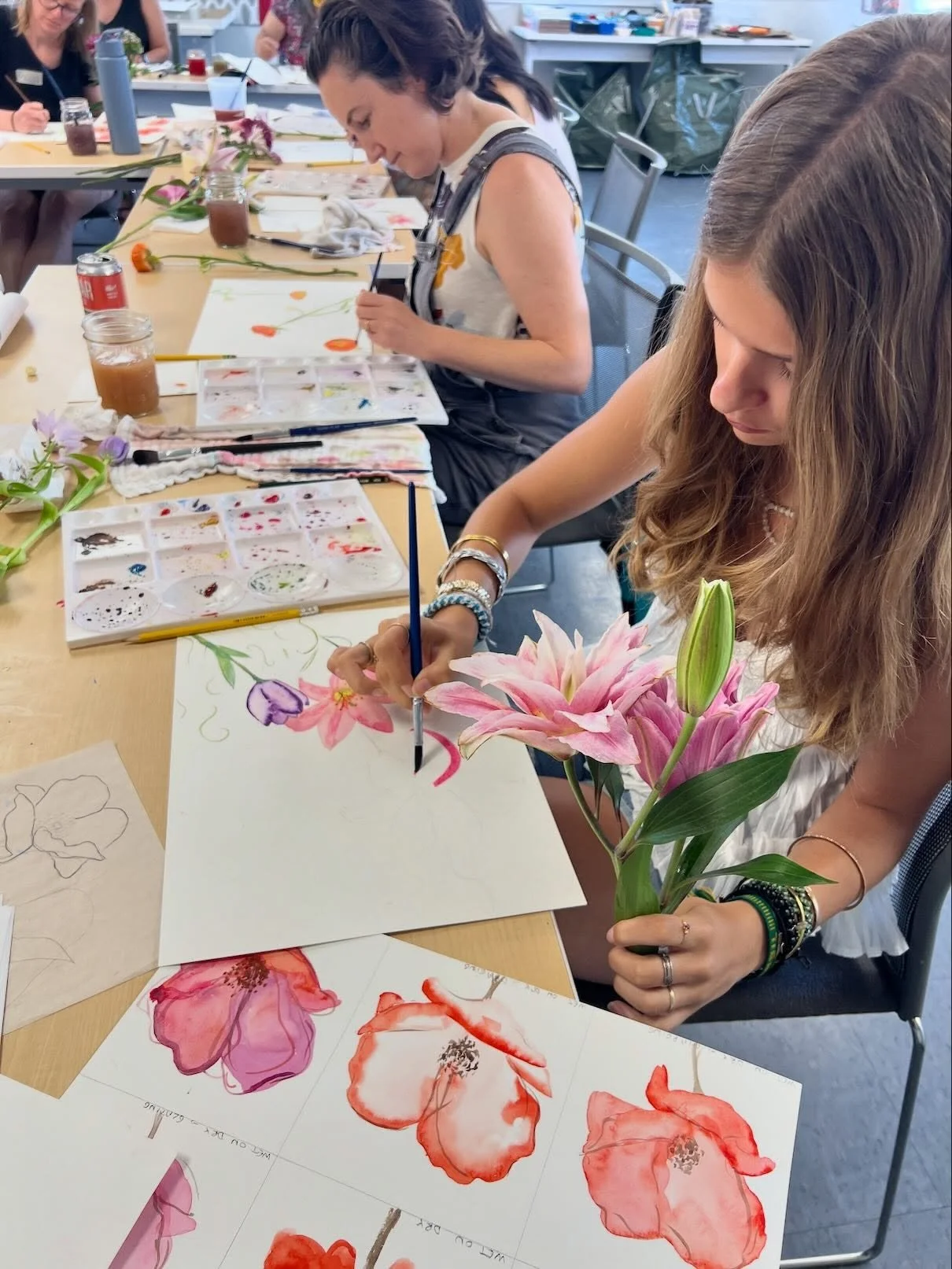 Our amazing studio artist Talia Connelly @a.painting.in.the.park is a talented designer, painter, and instructor. Her recent intro to watercolors workshop in our classroom was a huge hit! 

Be sure to check out our fall schedule for Talia&rsquo;s nex