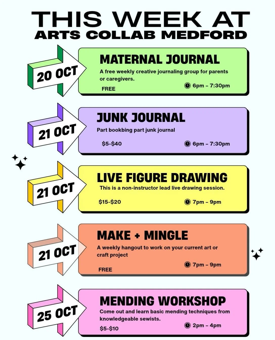 Another great week of stuff to do at ACM!

Visit our website for the full calendar of events and workshops. And register online to get your spot in the classroom!