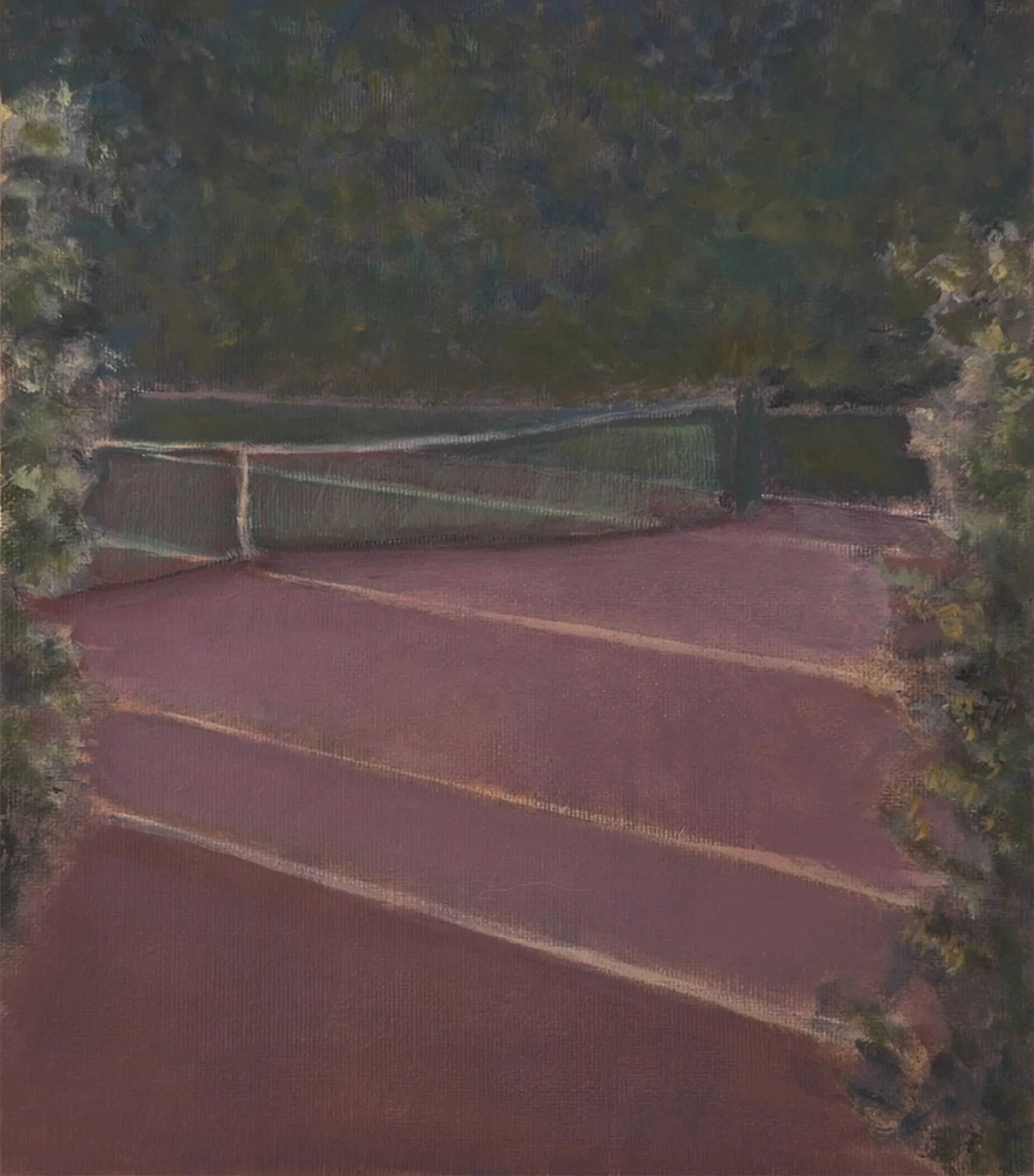 Tennis Court, Oil on panel, 8"x11", 2026