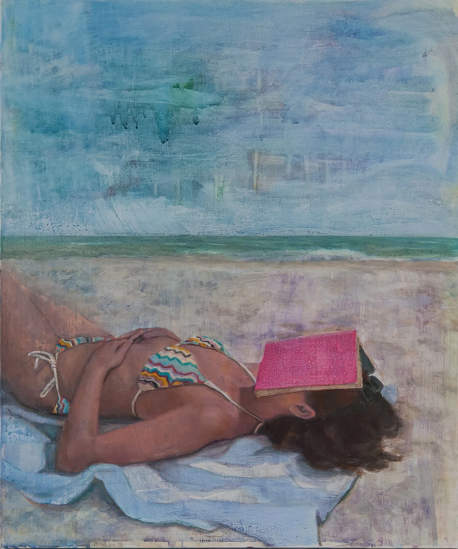 A Perfect Day for Bananafish, Mixed Media on canvas; 18"x24", 2025