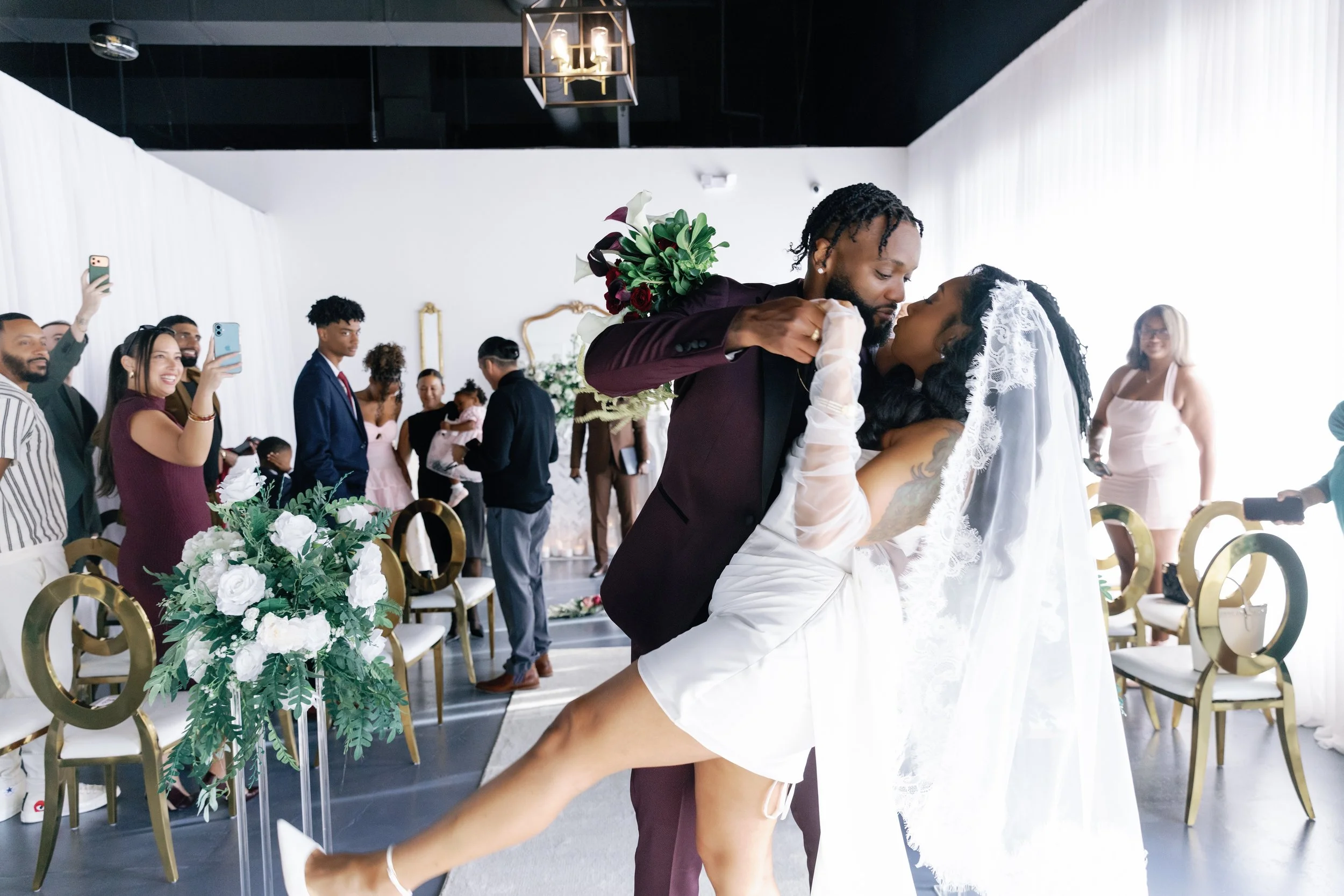 Jalishia and Leon's micro wedding at Palais Noir wedding venue in Ajax, Ontario. Durham's best event venue for small celebrations.