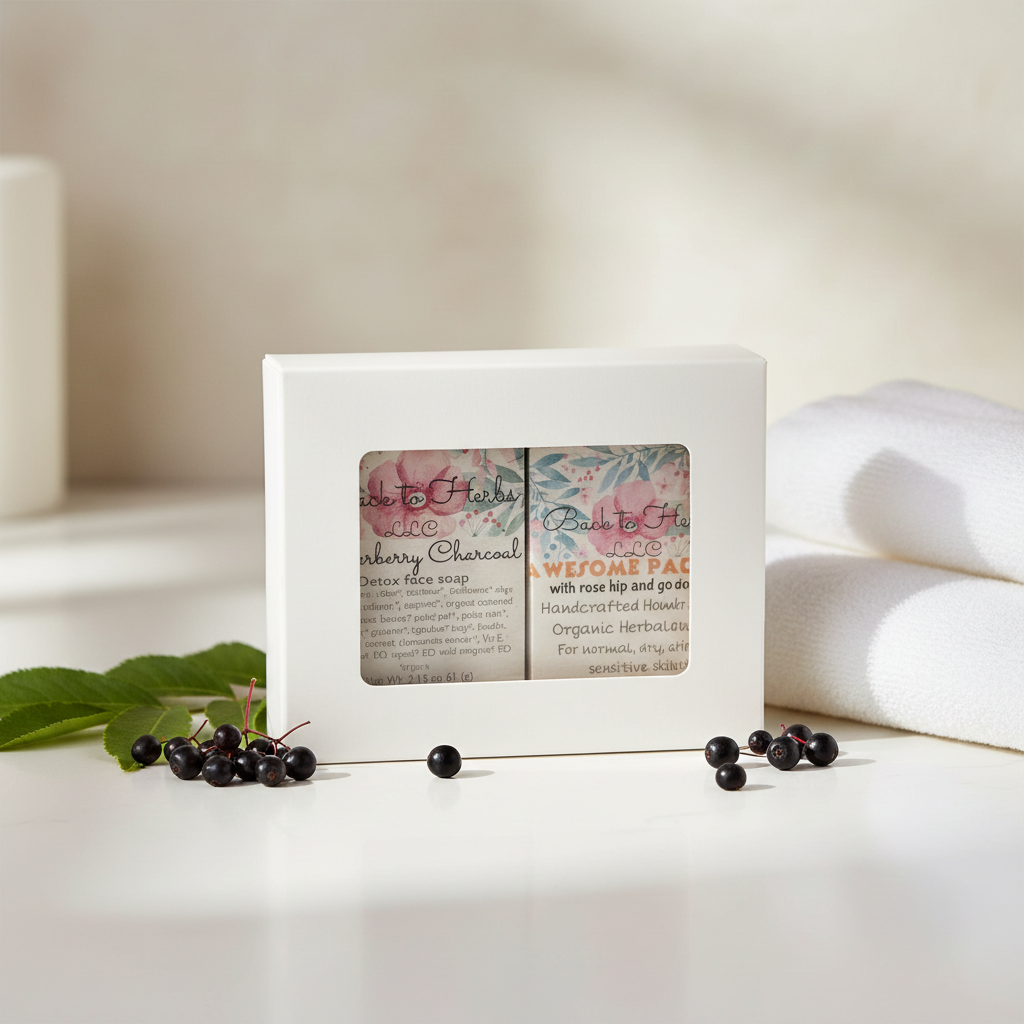 Elderberry Charcoal, Papaya  Combo Face Bar – Organic Skincare Set