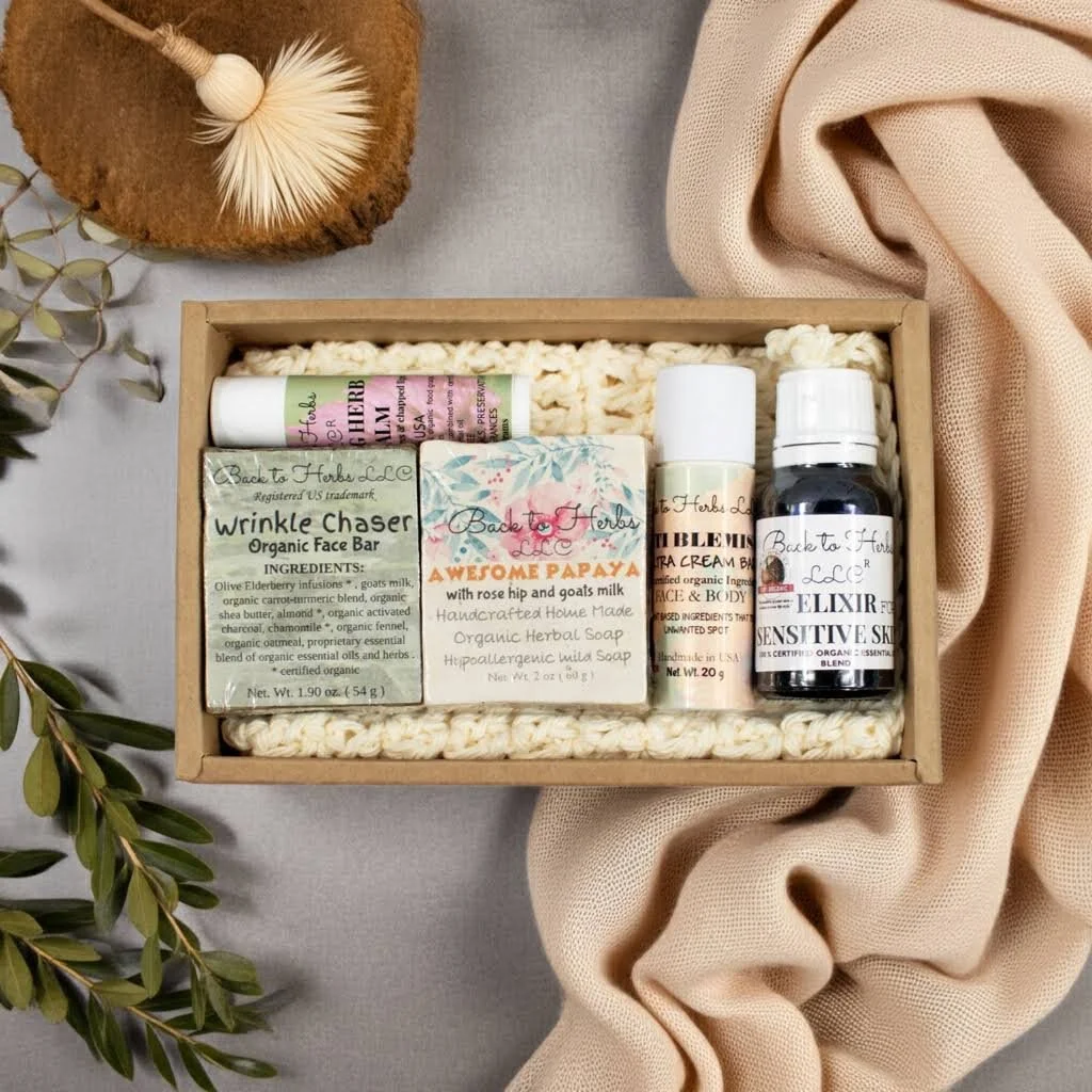 Complete Organic Facial Care Set  with Wrinkle Chaser & Bedtime Elixir