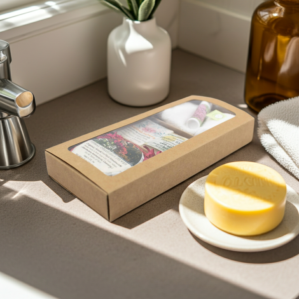 Organic Face Care Gift Set with Colloidal Silver Soap & Bamboo Wash Cloth