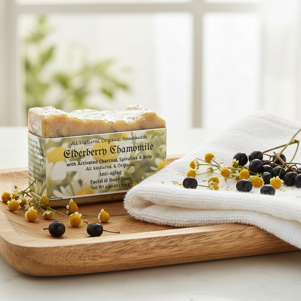Elderberry, Chamomile Organic Moisturizing Bar Soap – Gentle Skincare