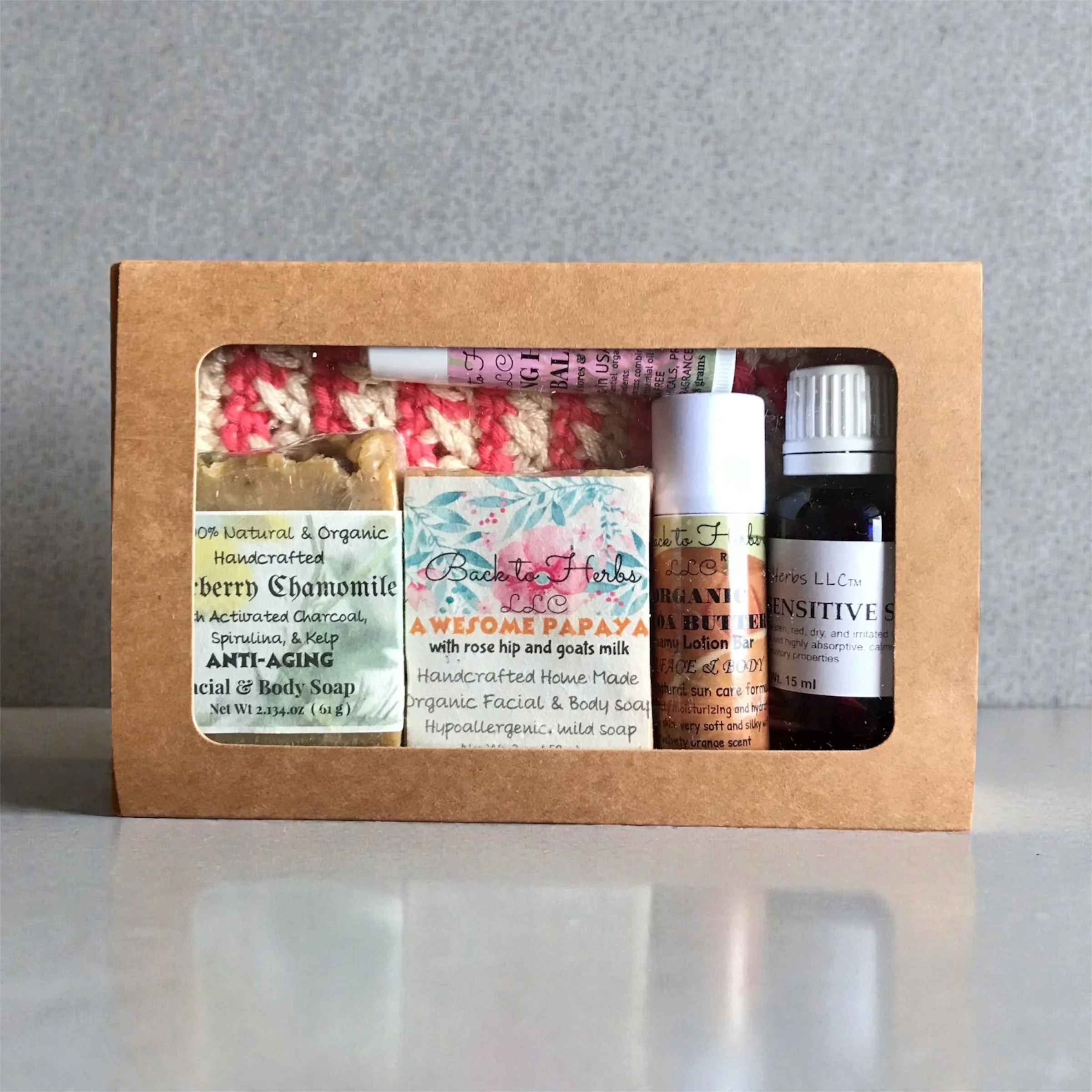 Complete Organic Facial Care Set- Elderberry Papaya -Sensitive Elixir