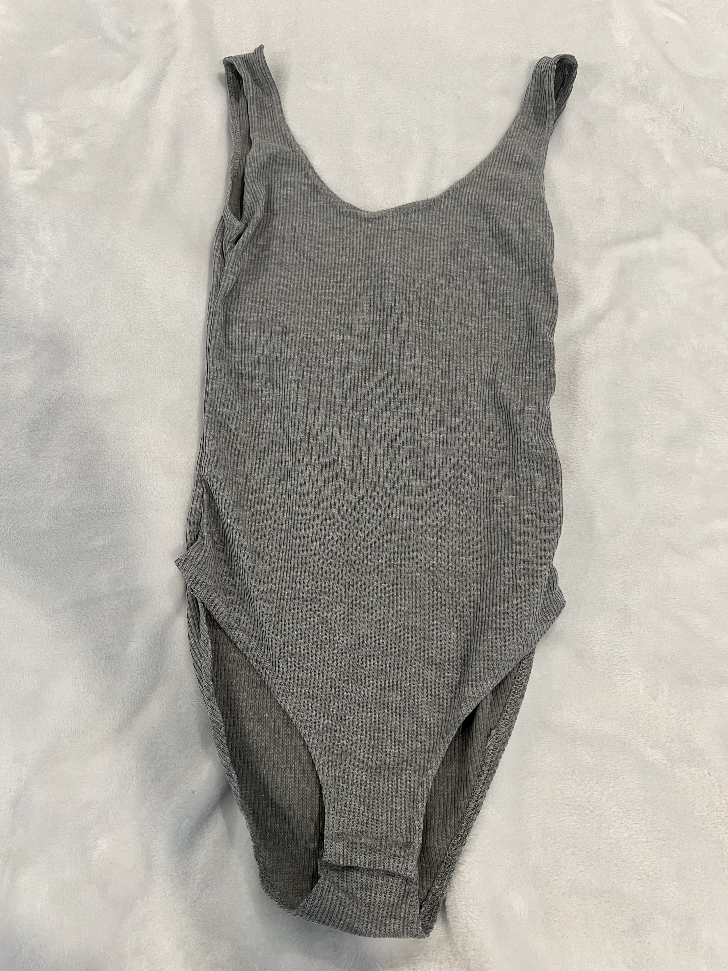 Gray Ribbed Bodysuit