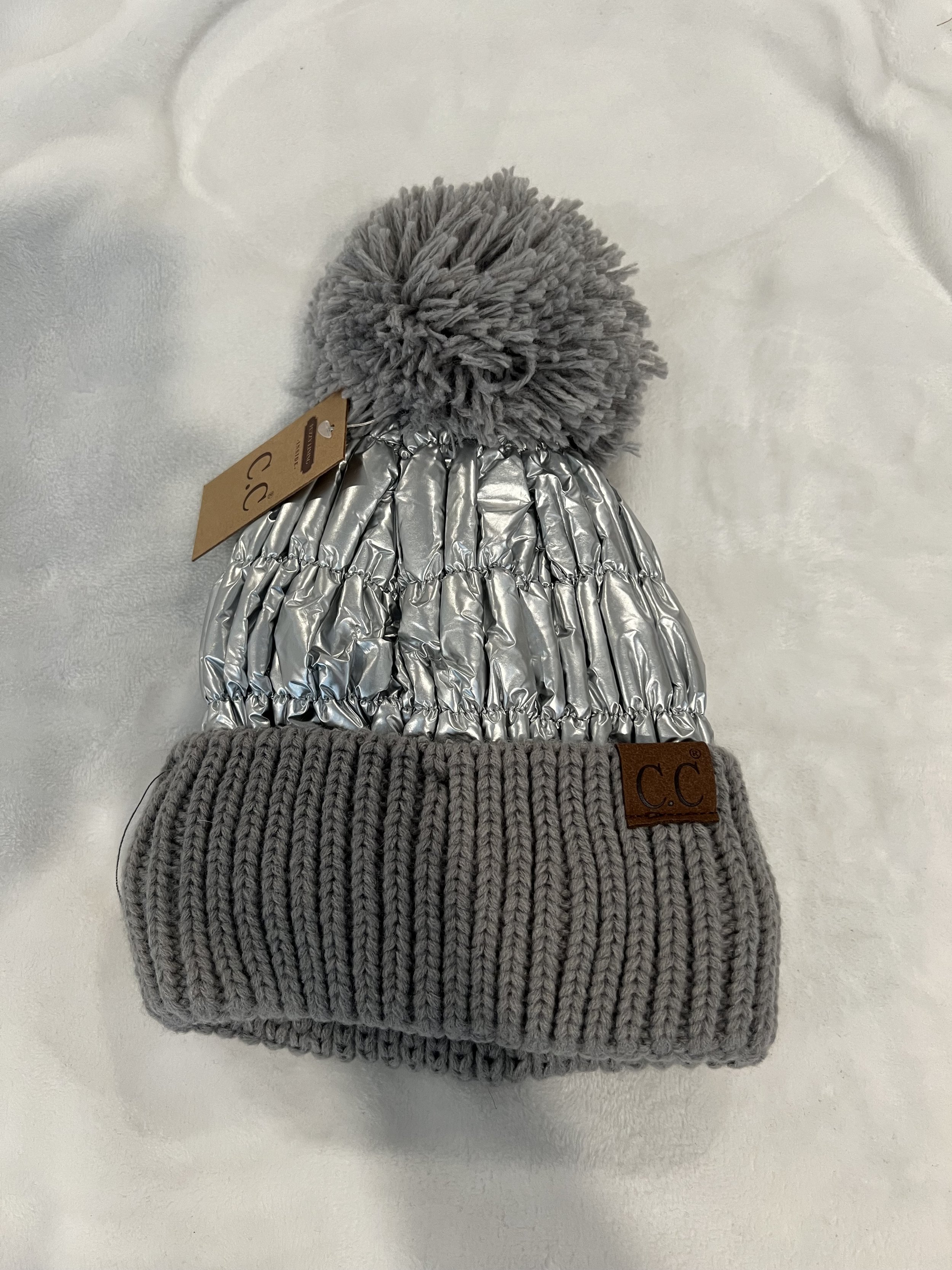 Sliver puffer beanie by cc