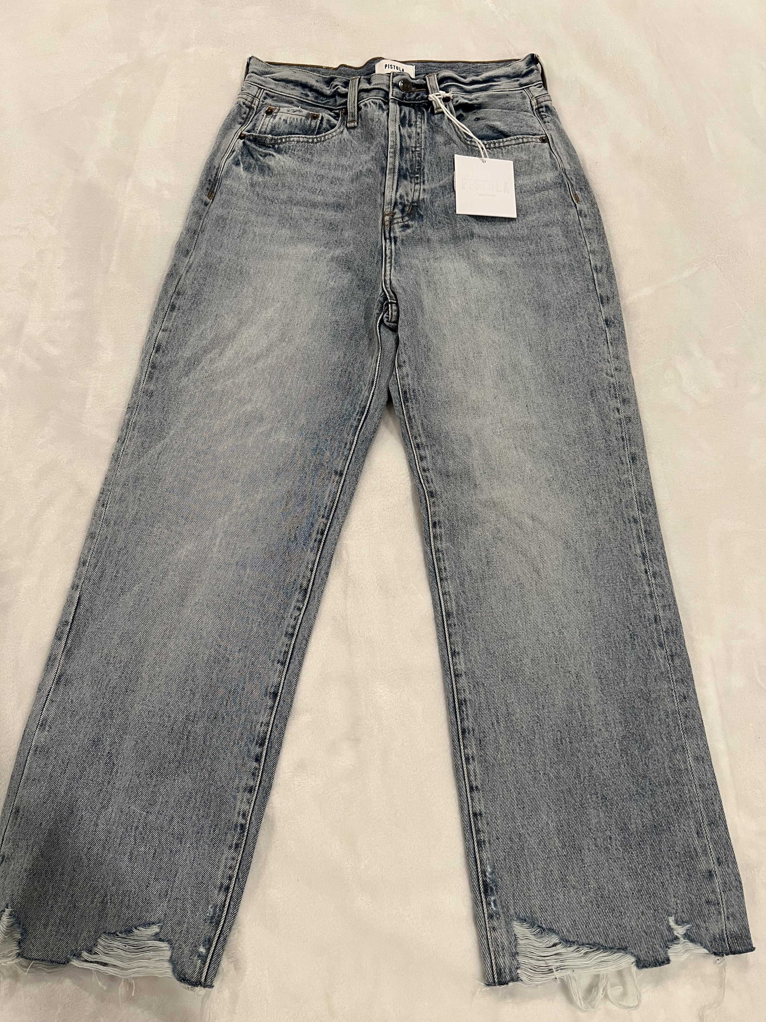 Pistola CASSIE SUPER HIGH RISE STRAIGHT Women's Distressed Wide-Leg Jeans Size 27