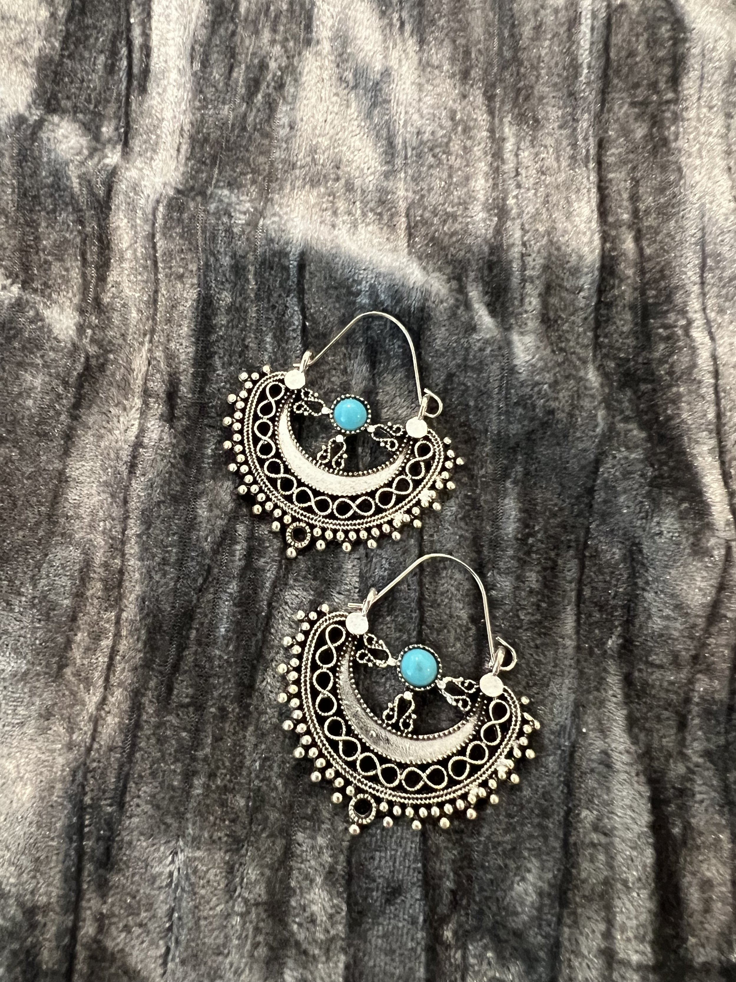 Silver and Turquoise Boho Dangle Earrings