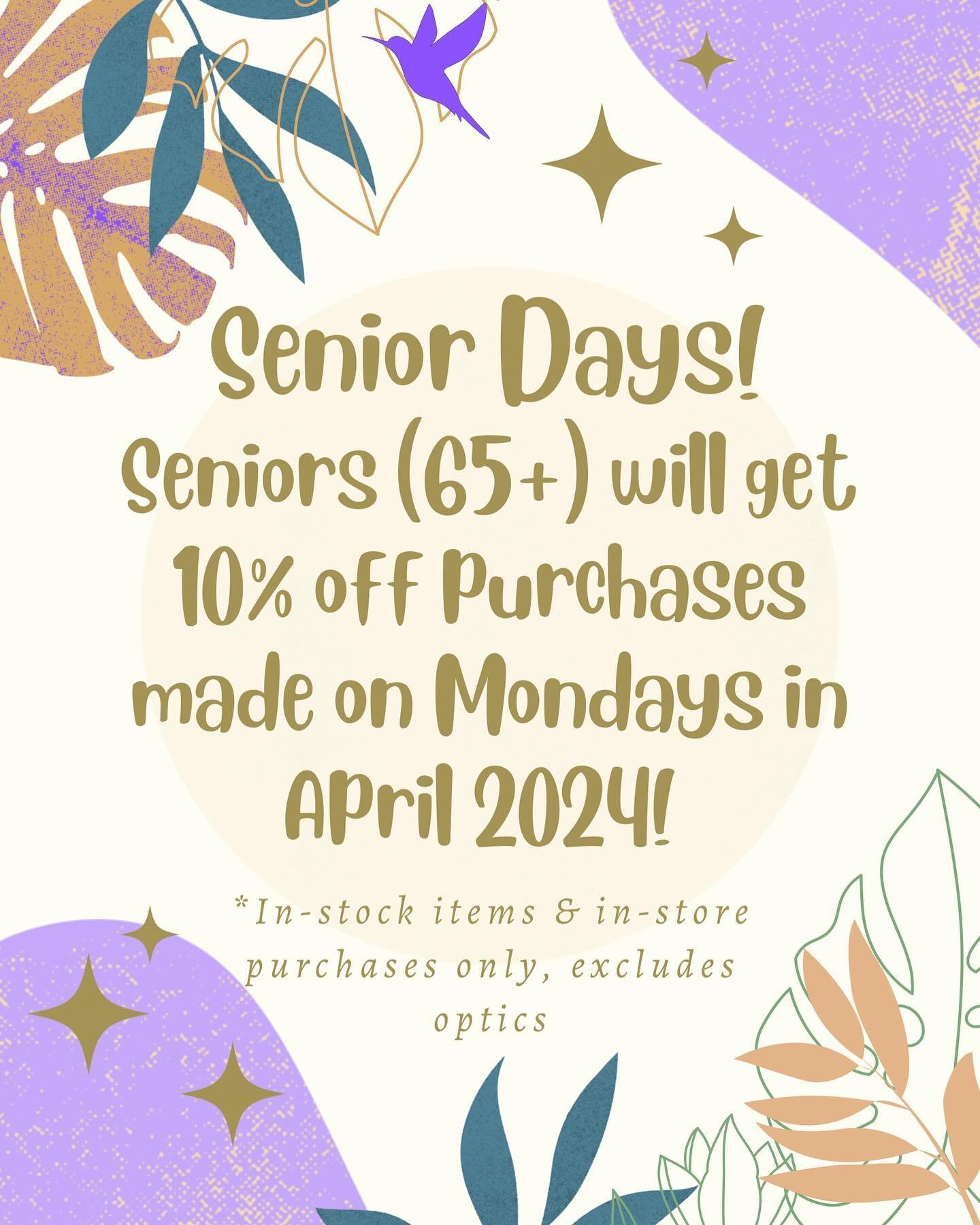 Today is the last Senior Day in April! Come in and get your discount! We&rsquo;re open 10-5 🐦 

#senior #discount #april #wildbirdandgarden #shopsmall #localbusiness #familyownedbusiness #wilmingtonnc #supportsmallbusiness #shoplocalilm #smallbusine