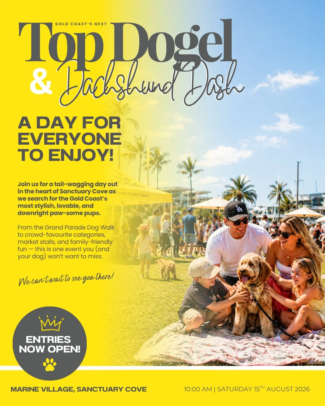 A day for the kids, the dogs, the parents&hellip; and the whole community.

Sunshine, wagging tails, and good vibes all round &mdash; this is your perfect Sunday at Sanctuary Cove 💛

💭 So&hellip; who are you bringing?

👉 Tag your crew
👉 Enter you