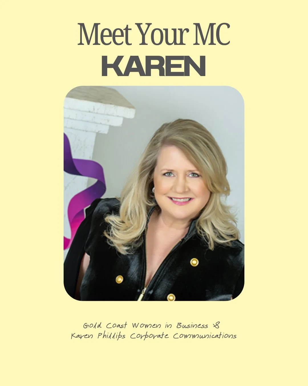 🎤 MEET YOUR MC 🐾 @womeninbusinessawardsaust 

We&rsquo;re excited to welcome back Gold Coast favourite Karen Phillips as our Top Dogel MC 👏

Named Gold Coast Citizen of the Year and a well-known local personality, Karen brings the energy, fun and 