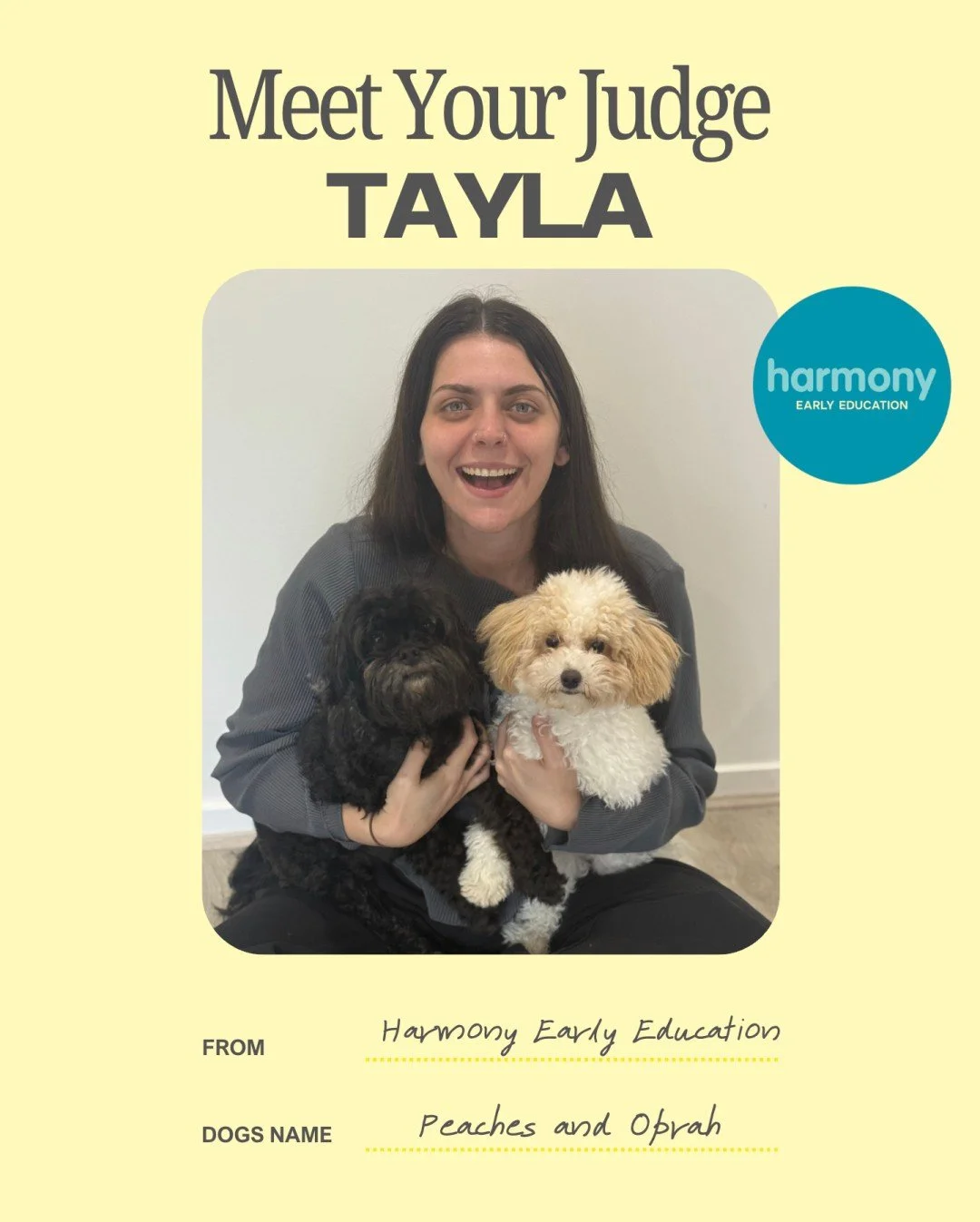 Meet Tayla, Operations Manager at Harmony and judge for 2026 🐾

A true animal lover with a heart for all things furry, Tayla is the kind of person who can&rsquo;t walk past a dog without stopping for a cuddle. Her passion for pets, combined with her