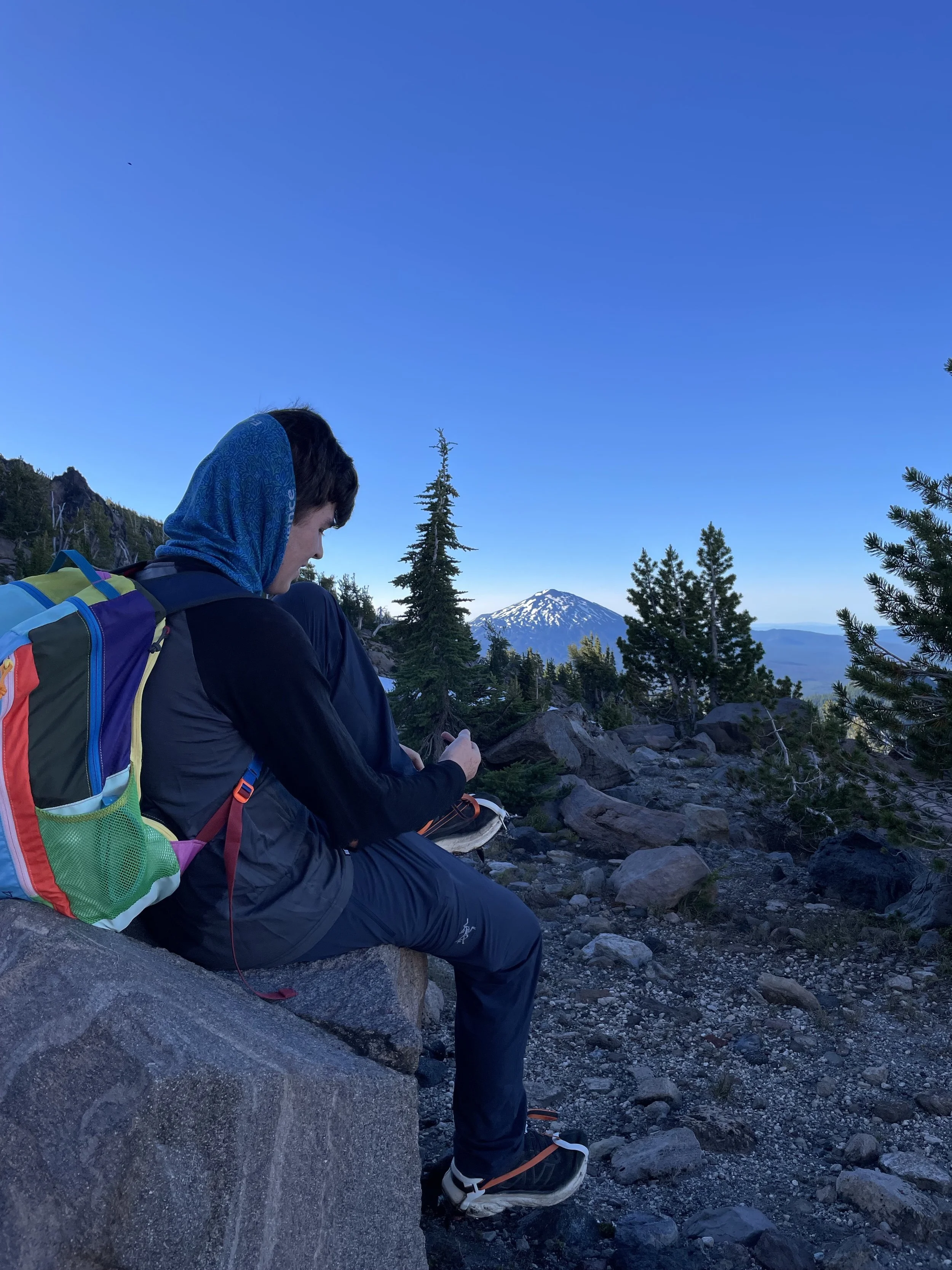 We made it to the glacier and Hudson put on his crampons for the first time