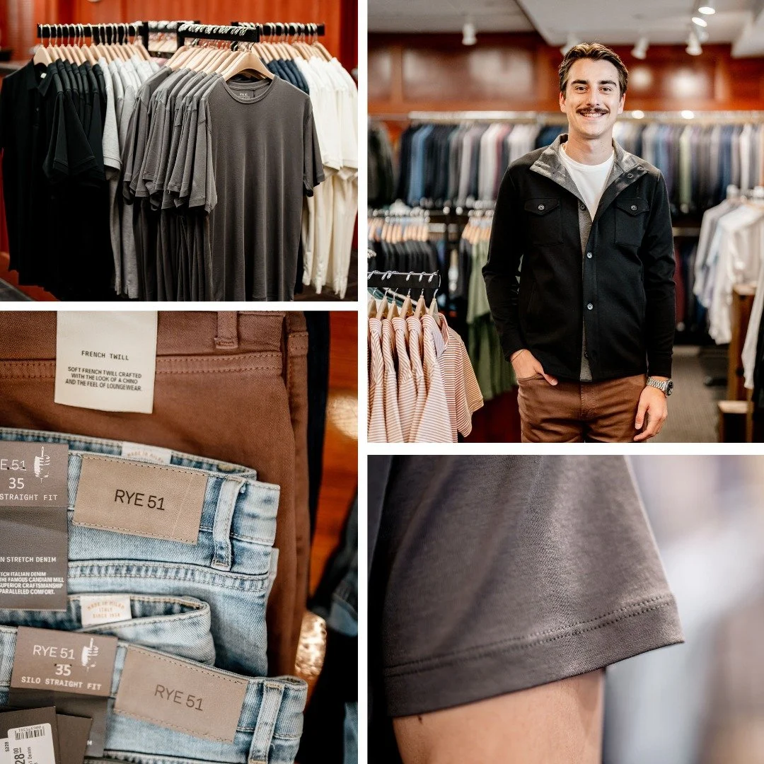 Tyler Schneider, part of our Halberstadt&rsquo;s West Acres Mall team, can&rsquo;t get enough of Rye 51. 👔 

He loves the brand&rsquo;s premium fabrics that feel incredible, modern fits that keep every look sharp, and versatile pieces that transitio