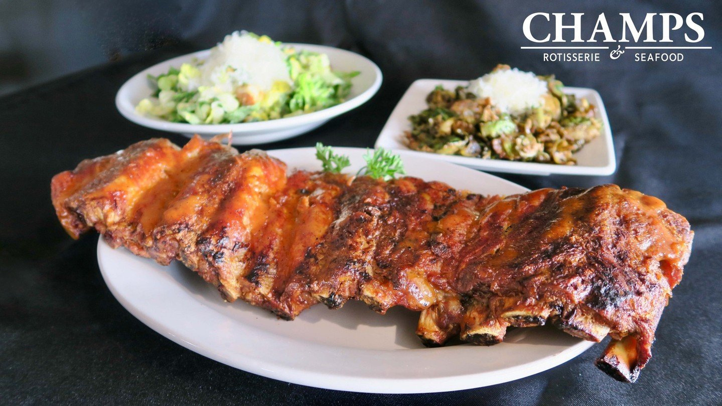 Tuesday is Rib Night at Champs! Enjoy 1/2 off all ribs with purchase of a beverage, complete with cottage fries &amp; coleslaw, dine-in only. Don't miss out!
