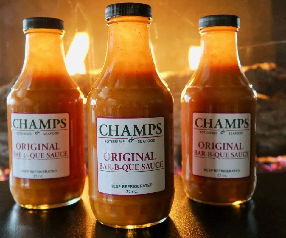 Your favorite Champs flavors in the comfort of your own home!

Purchase a bottle of our famous Bar-b-que Sauce, the next time you stop by!