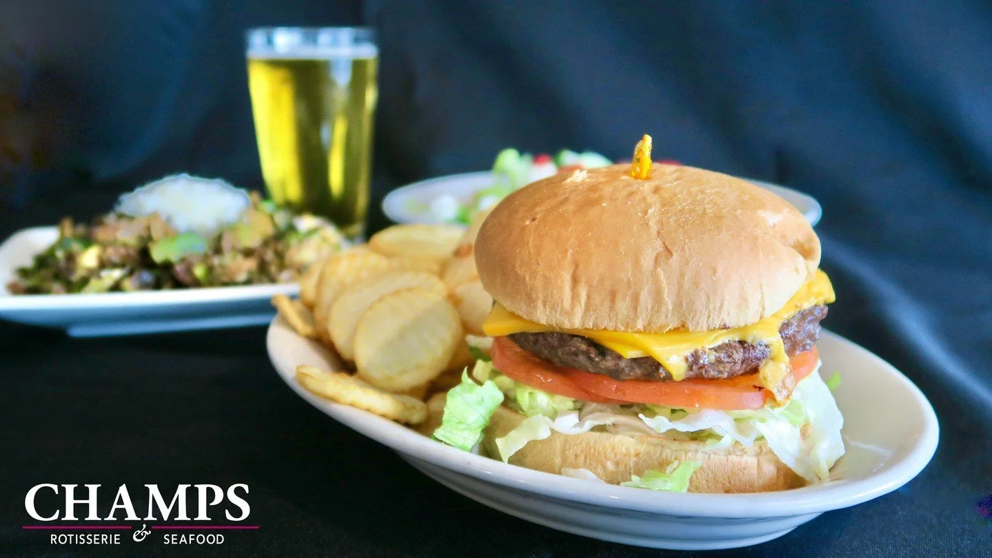 Take a break from cooking, it's Burger Night at Champs!

Get our classic burger &amp; fries combo for just $9.99!