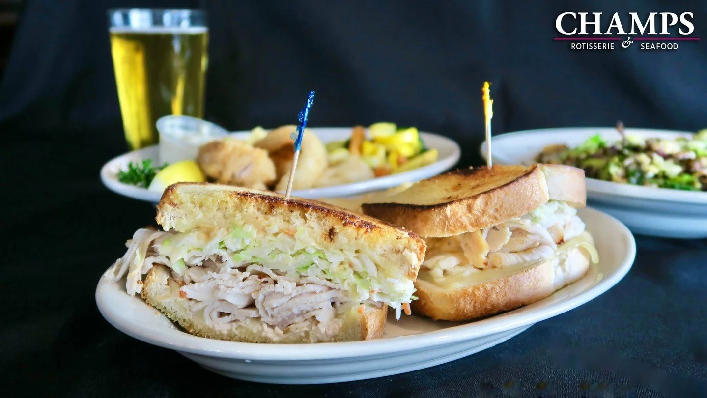 A twist on an old favorite! Our California Reuben is loaded up with oven roasted turkey breast, swiss cheese, coleslaw and 1000 island dressing!