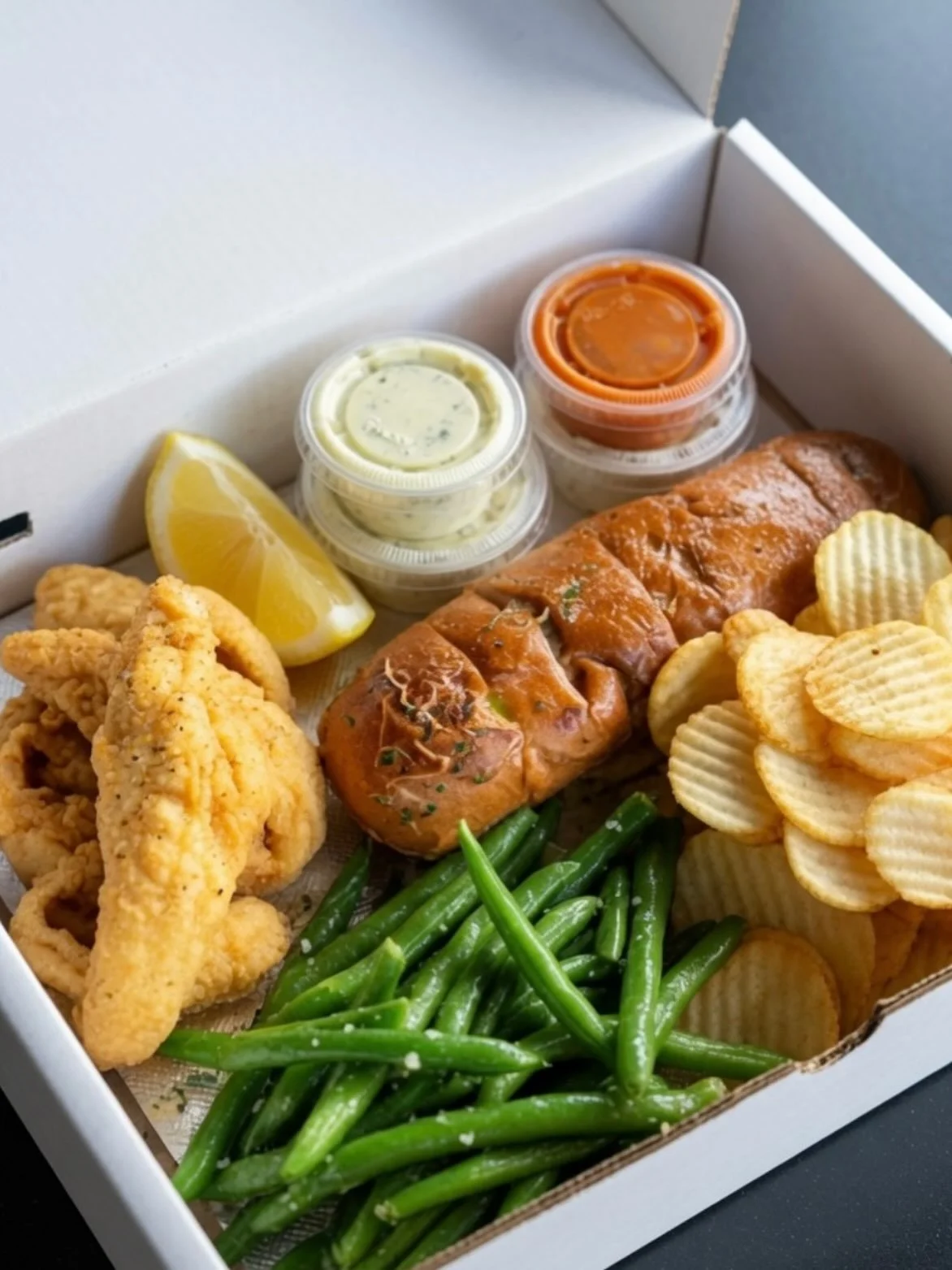 Flash-fried lemon pepper perch, seasoned green beans, crispy cottage fries, creamy coleslaw, and our signature Champs bread
Don&rsquo;t feel like dining out? Carry out your favorites tonight. Now offering online ordering and deliver!