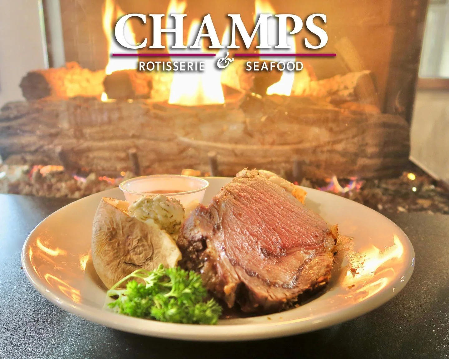 Enjoy our slow-roasted, tender Prime Rib every Sunday &amp; Thursday at Champs!