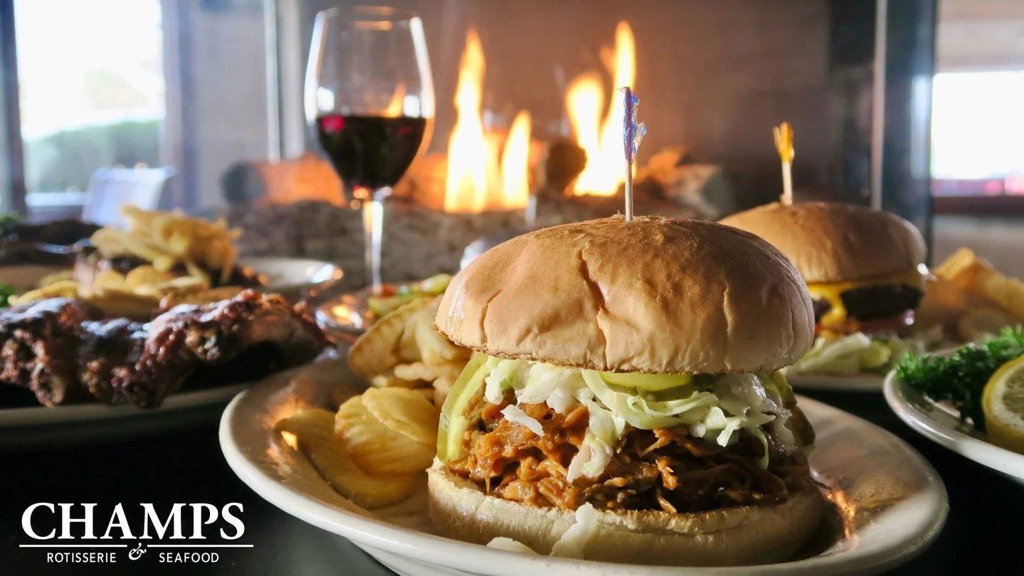 Nothing says comfort food like our Shredded Rib Sandwich! Pulled Rib Meat tossed in our Champs BBQ Sauce and topped with coleslaw, pickles, and your choice of cheese!