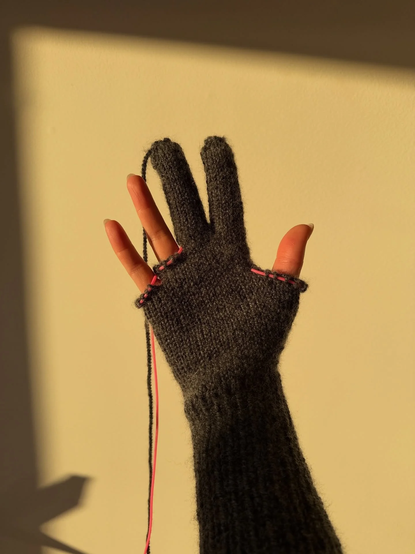 i love the awkward phases a glove knitting project goes through.. but imagine trying to convince your cat that the unwoven ends dangling off each fingertip are NOT in fact his dream cat toy??

almost done with the second glove now and excited to show